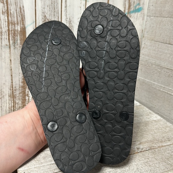 Coach abbigail black signature c logo turn lock slip on slides sandals flip flop - Picture 6 of 6